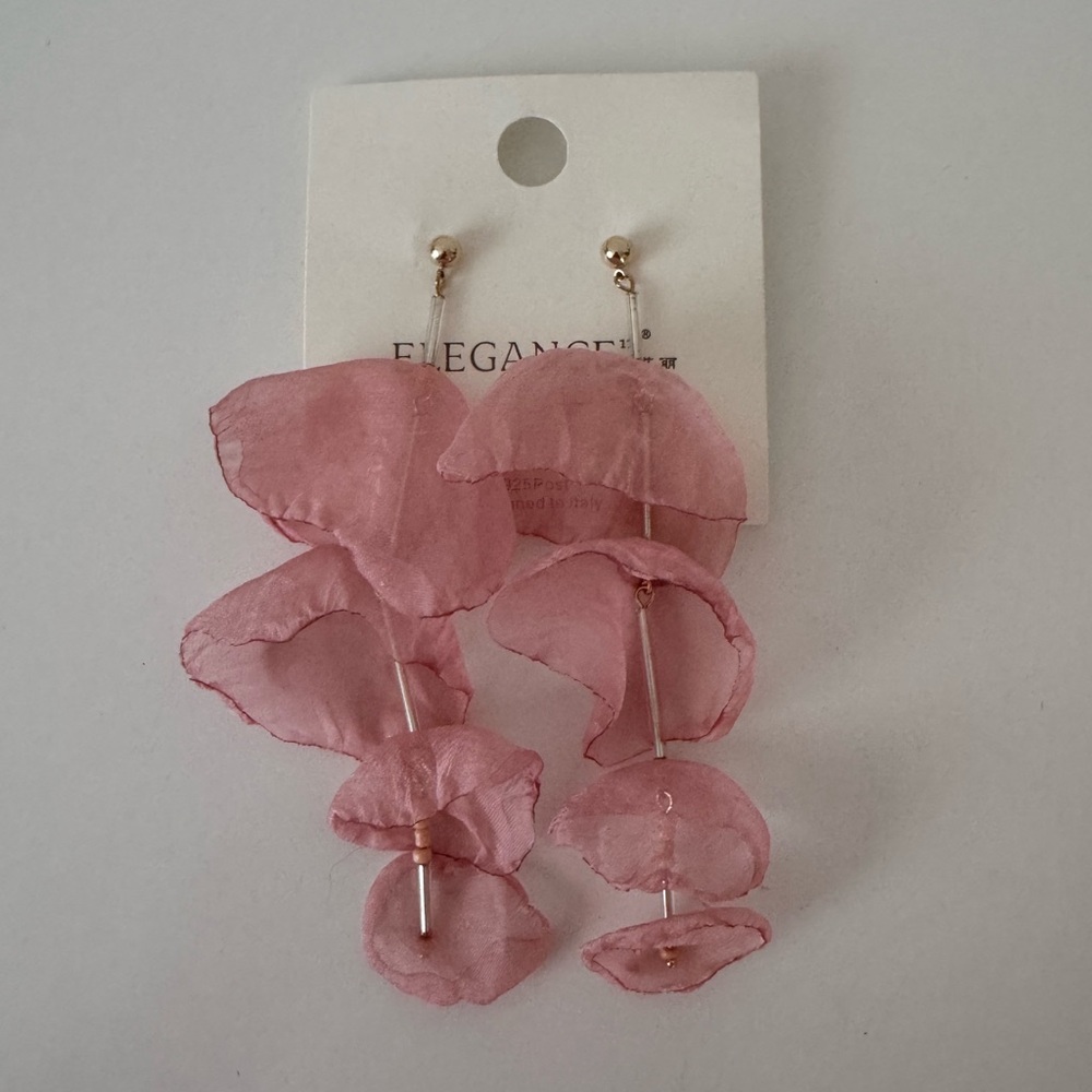 Pink Petal Drop Earrings